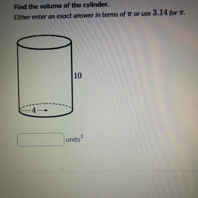 Find the volume of the cylinder. 30 POINTS :0!!-example-1