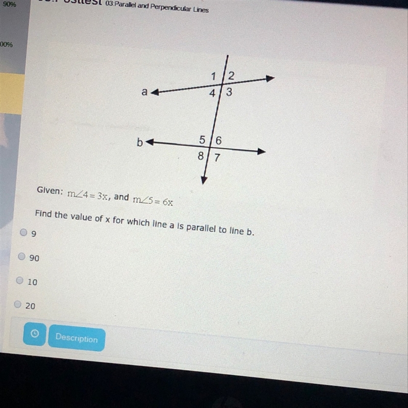 Find the value of x for which line a is parallel to line b-example-1