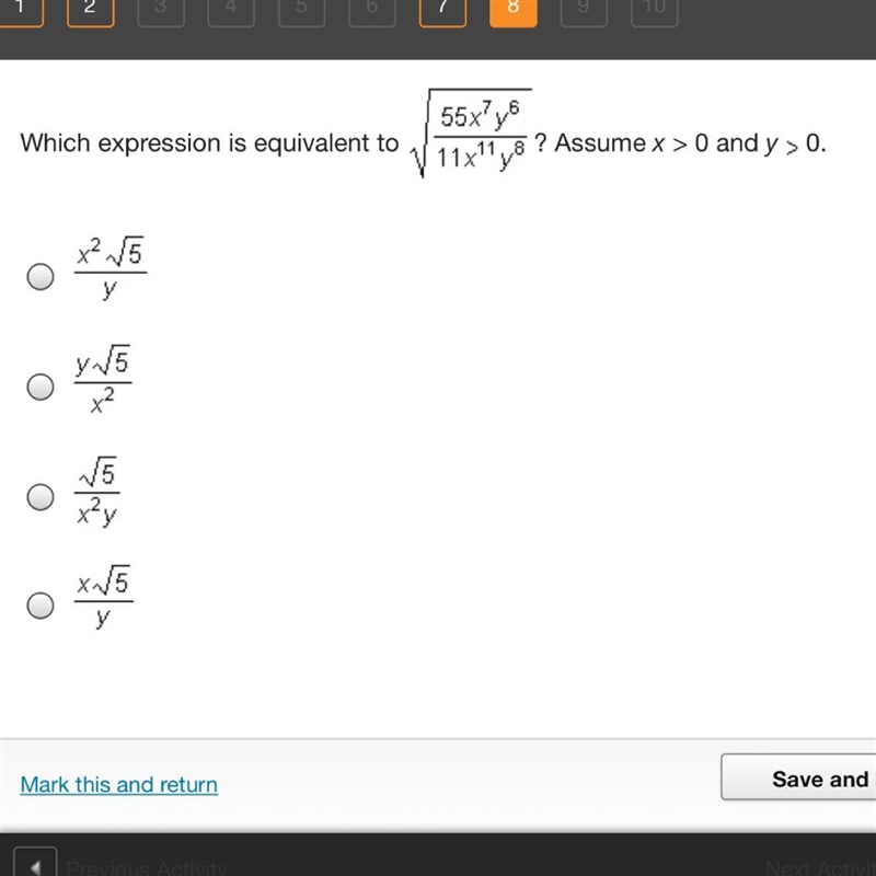 Which expression is equivalent to? Please help! Screenshots attached.-example-1