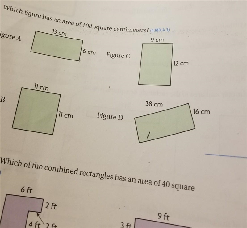 Which figure has an area of 108 square centimeters?​-example-1