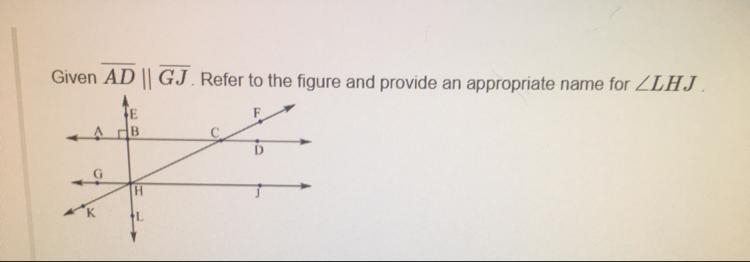 On the attached drawing what is the name for Angle LHJ? Obtuse, acute, complementary-example-1