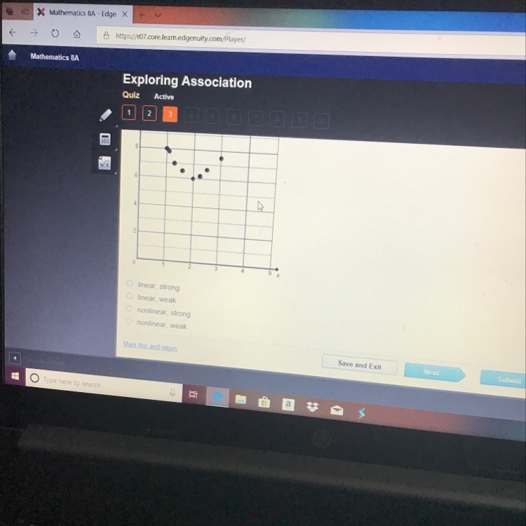 What type of association is shown by the scatterplot-example-1