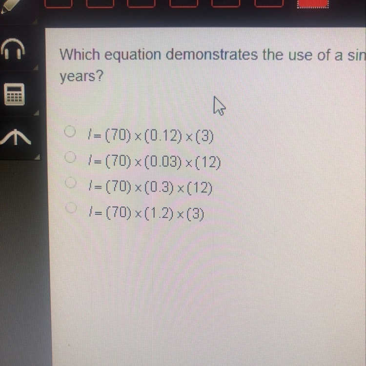 Which equation demonstrates that use of a simple interest formula , l=PRT , to compute-example-1