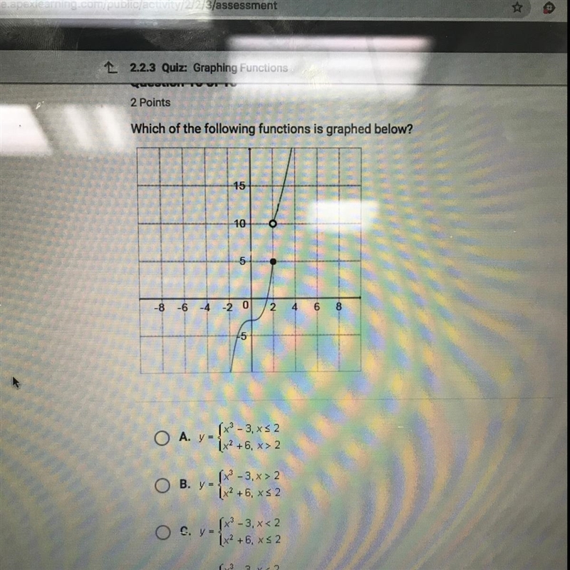 Which of the following is the graphed below-example-1