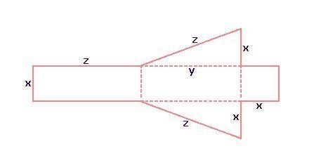 If x = 5 cm, y = 12 cm, and z = 13 cm, what is the surface area of the geometric shape-example-1