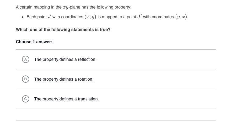 A certain mapping in the xy-plane has the following property: Each point J with coordinates-example-1