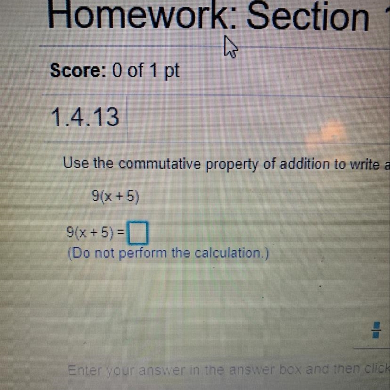 Use the commutative property of addition to write an equivalent algebraic expression-example-1