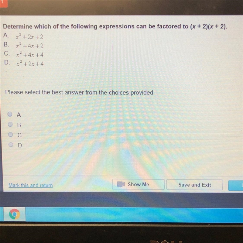 Determine which of the following expressions can be factored to (x+ 2)(x +2)-example-1