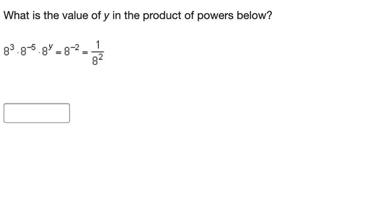 What is the value of y in the product of powers below?-example-1