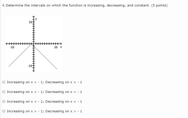 Determine the intervals on which the function is increasing, decreasing, and constant-example-1