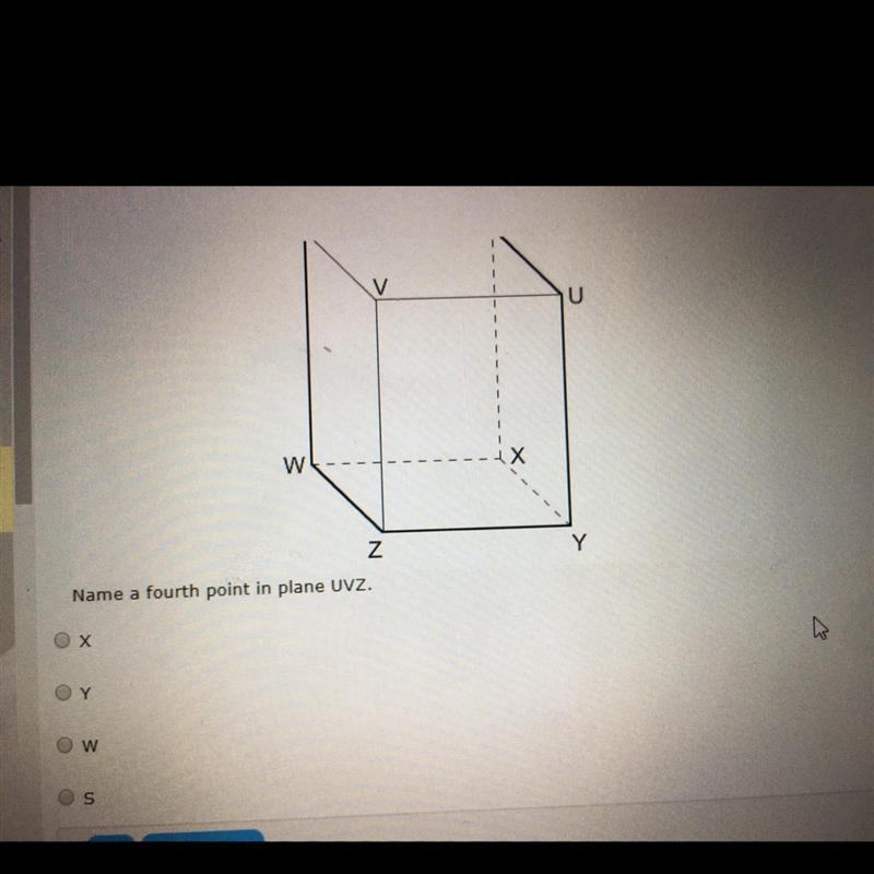 Name a fourth point in plane UVZ-example-1