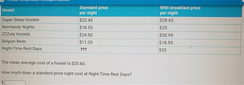 During your cycling trip, you and your friends often stayed in hostels. The prices-example-1