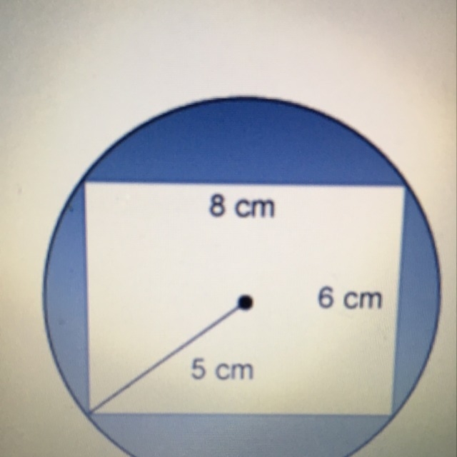 A rectangle is inside a circle with a 5cm radius. What is the area of the shaded region-example-1