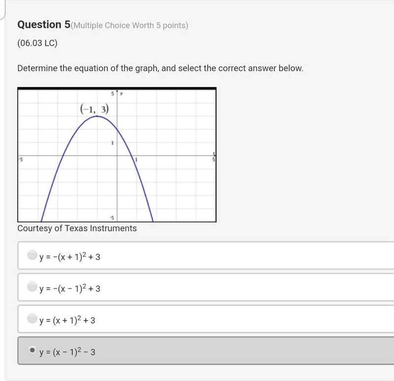 HELP!!!!!! PLEASE Determine the equation of the graph, and select the correct answer-example-1