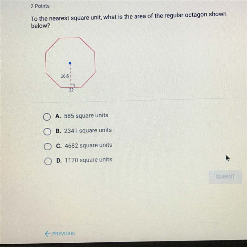 To the nearest square unit what is the area of the rectangular octagon shown below-example-1