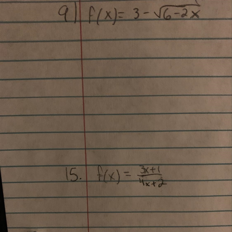 Find the domain of each function using interval notation. (Please help I have an exam-example-1