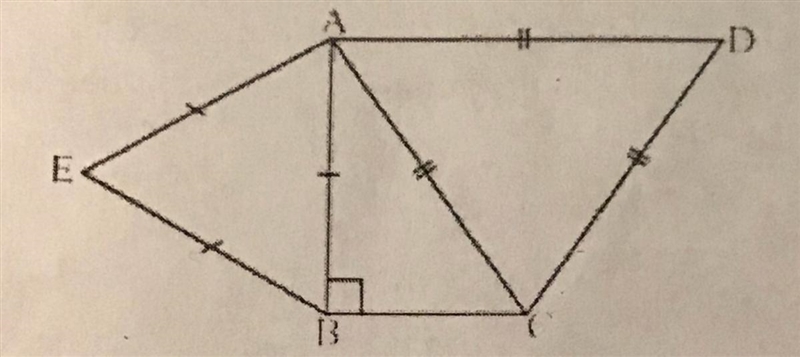 Fill in the measure of angles E, D, BAC and ACB given that angle BCD = 105 degrees-example-1