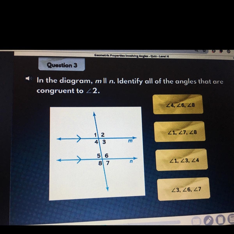 In the diagram m ll n. identify all the angles that are congruent to angle 2-example-1