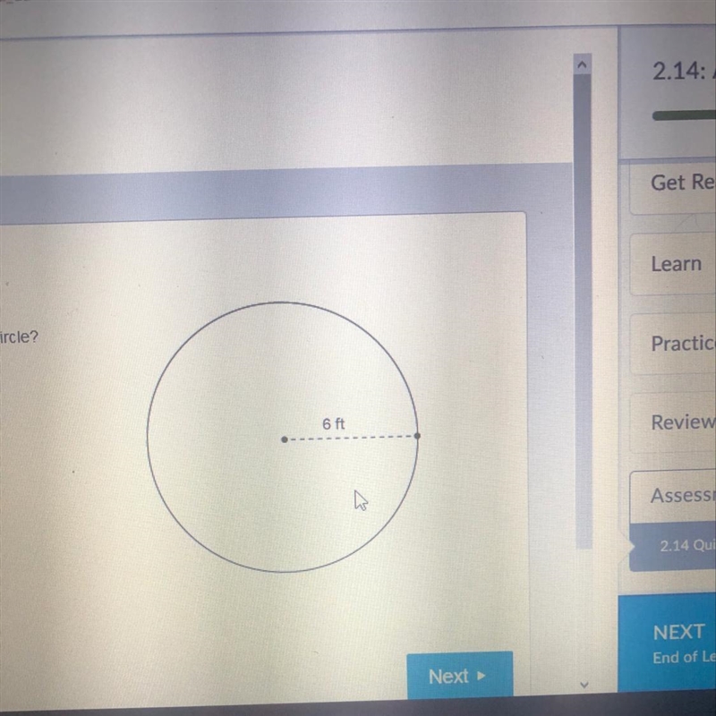 Help asap!What is the best approximate for the area of this circle? Use 3.14 to approximate-example-1