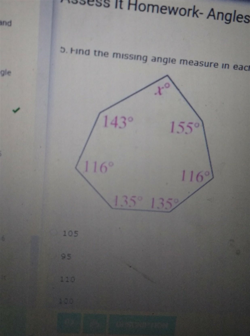 Find the missing angle measure in each figure​-example-1