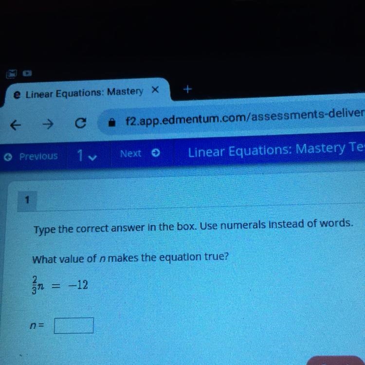 What value of n makes the equation true?-example-1