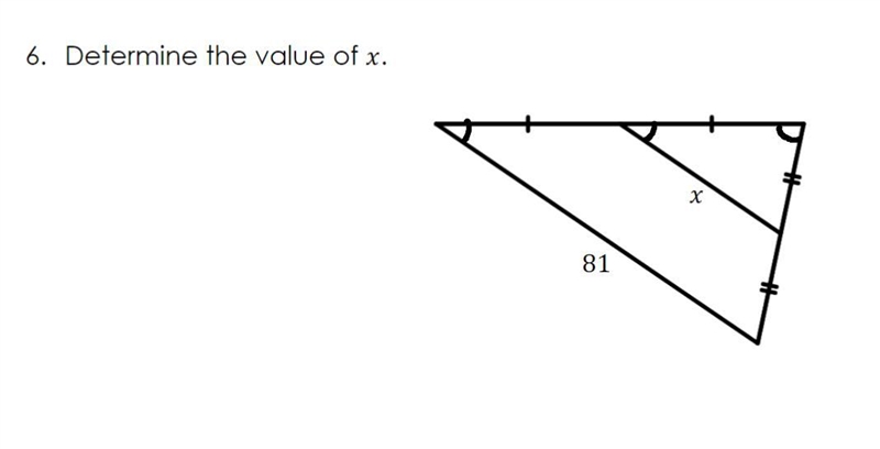 Please Help!! Determine the value of x. At first I thought it would be 40,5 because-example-1