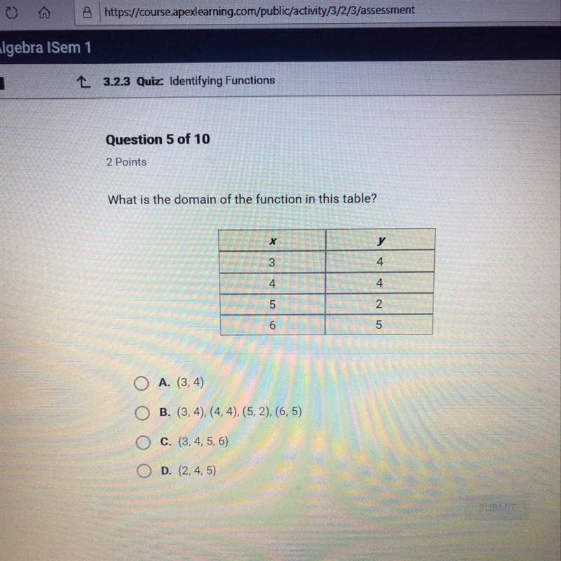 What is the domain of the function in this table-example-1