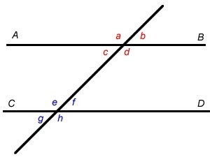 What is true of angles c and d? A) The two angles are equal. B) The two angles are-example-1