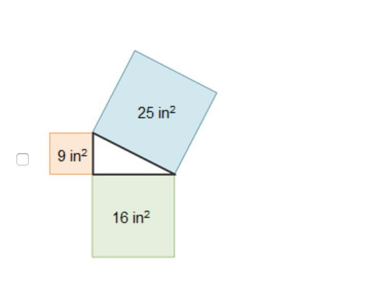 The areas of the squares formed by the side lengths of the triangles are given for-example-2