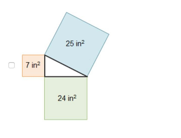 The areas of the squares formed by the side lengths of the triangles are given for-example-3