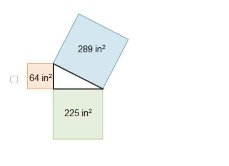 The areas of the squares formed by the side lengths of the triangles are given for-example-4