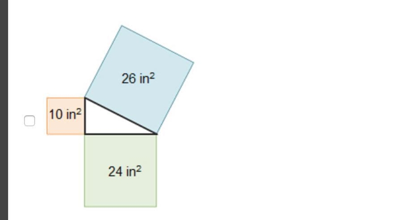 The areas of the squares formed by the side lengths of the triangles are given for-example-5