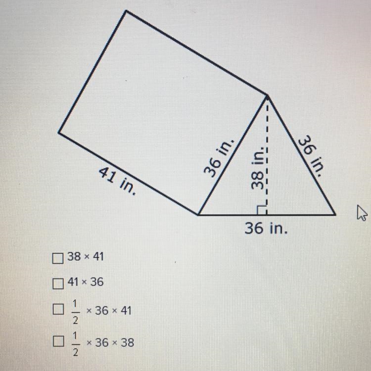 Which expression will help you find the surface area of this right triangular prism-example-1