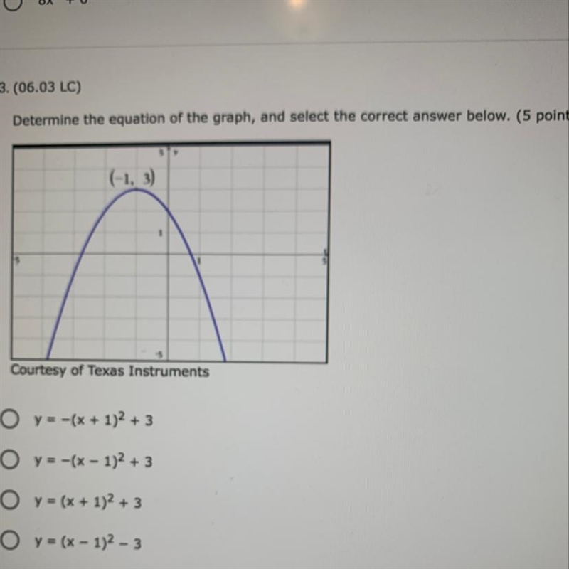 Determine the equation of the graph (-1,3)-example-1