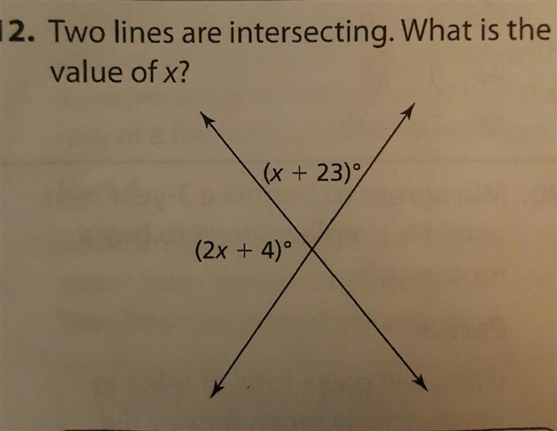 Two lines are intersecting what is the value of x​-example-1