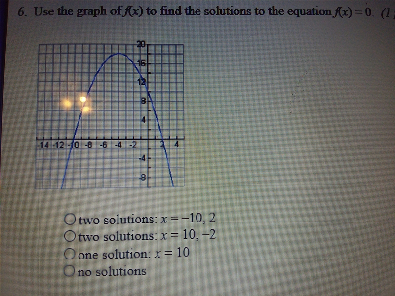 30 POINTS!!!! 6. Use the graph of f (x) to find the solutions to the equation f (x-example-1