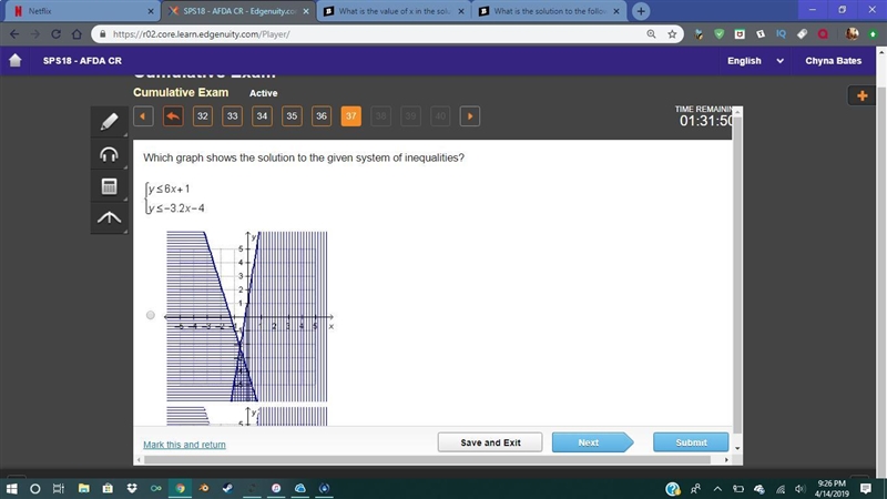 Which graph shows the solution to the given system of inequalities?-example-1