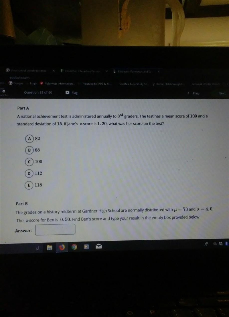 Part A a national achievement test is administered annelida to third graders. The-example-1