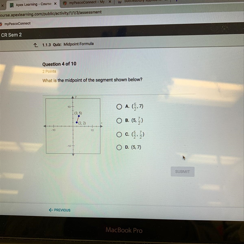 What is the midpoint of the segment shown below ?-example-1