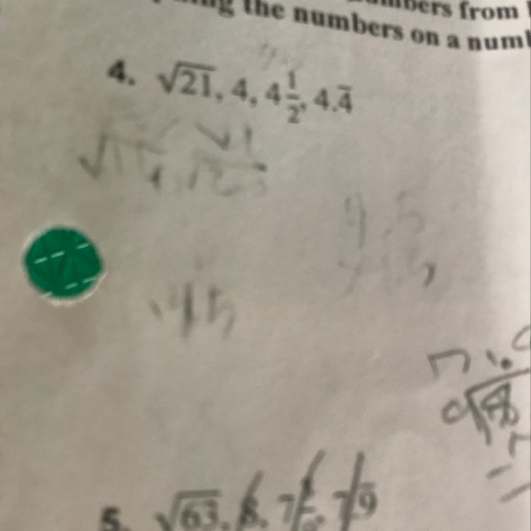 7TH GRADE MATH ASAP What is the square root (estimated) of 63 and 21-example-1