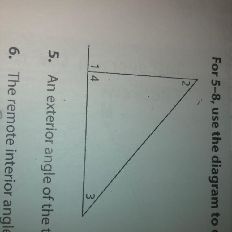 The sum of the measures of angles 2 and 3 is equal to the measure of ? .-example-1