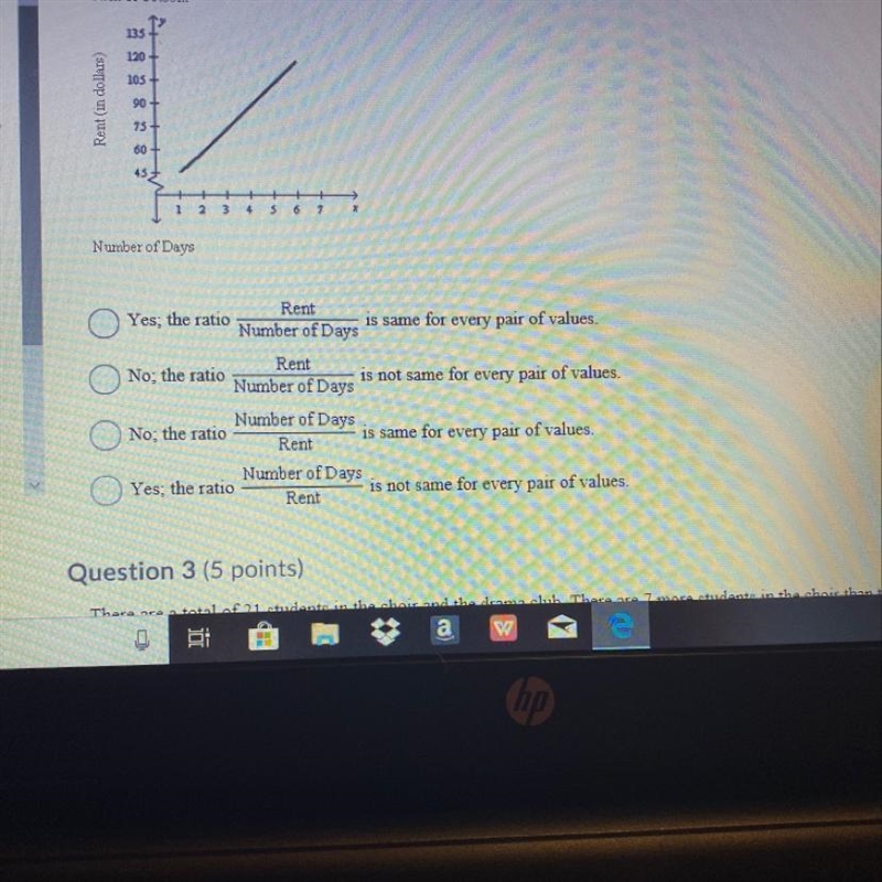 Question 2 (5 points) Determine if the function is proportional. Explain your reasoning-example-1