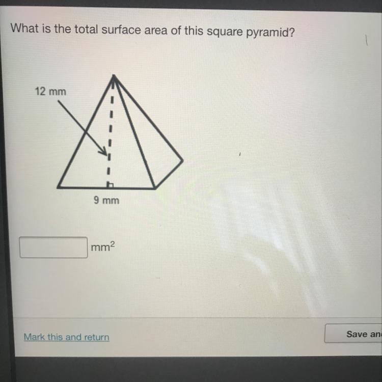 What is the total surface area of this square pyramid?-example-1