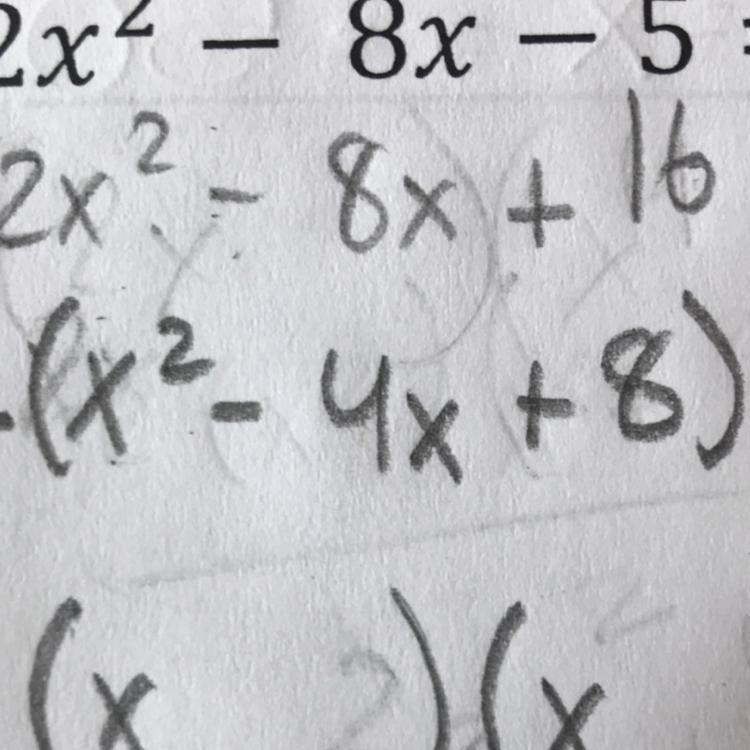 How do I break up (x^2 -4x+8) into like (x blabla)(x blabla)-example-1