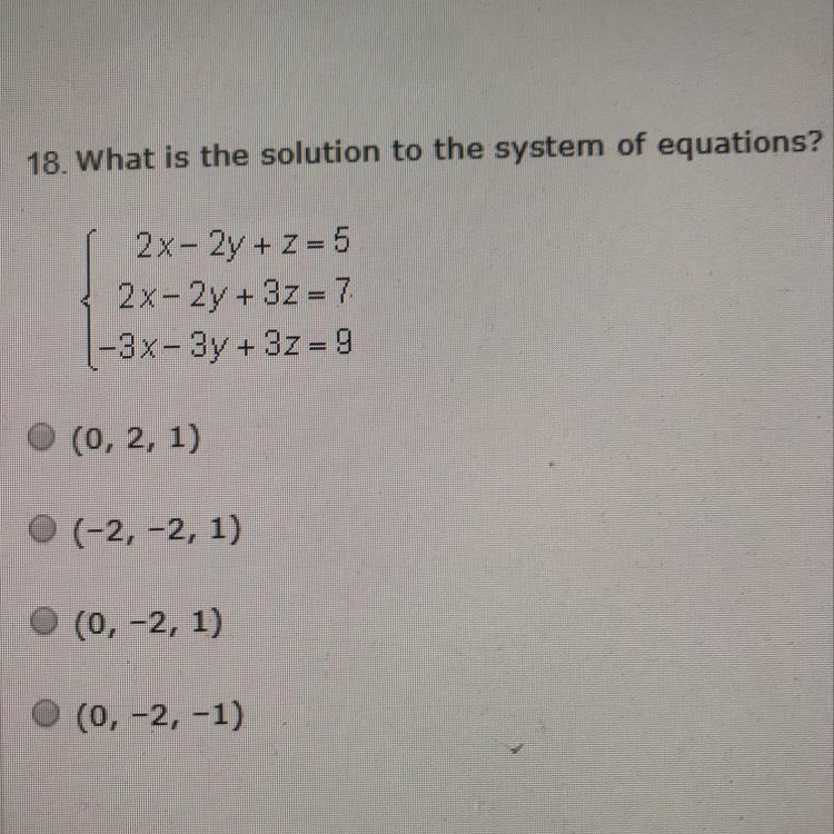 18. What is the solution to the system of equations?-example-1