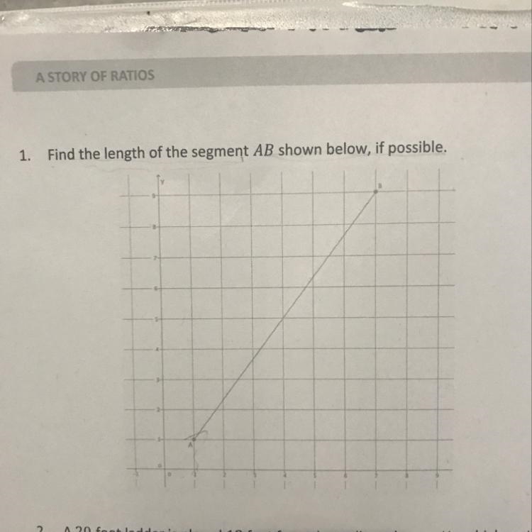 O 1. Find the length of the segment AB shown below, if possible.-example-1