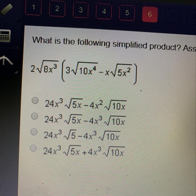 What is the following simplified product? Assume x>/= 0-example-1