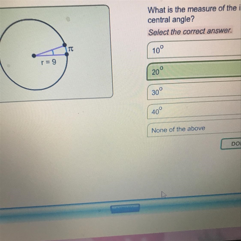 HELP ASAP! What is the measure of the indicated central angle?-example-1