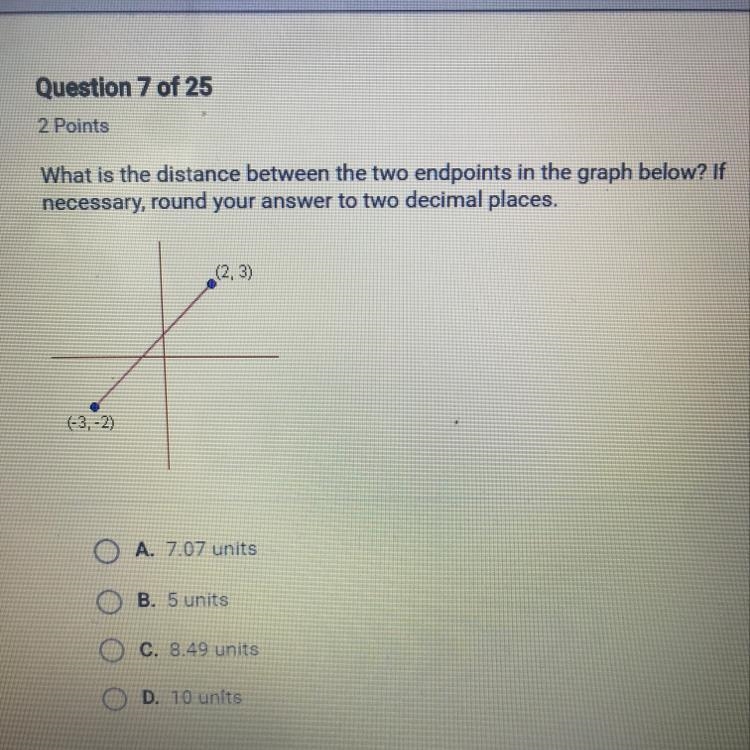 Help please!!! What is the distance between the two endpoints in the graph below? If-example-1