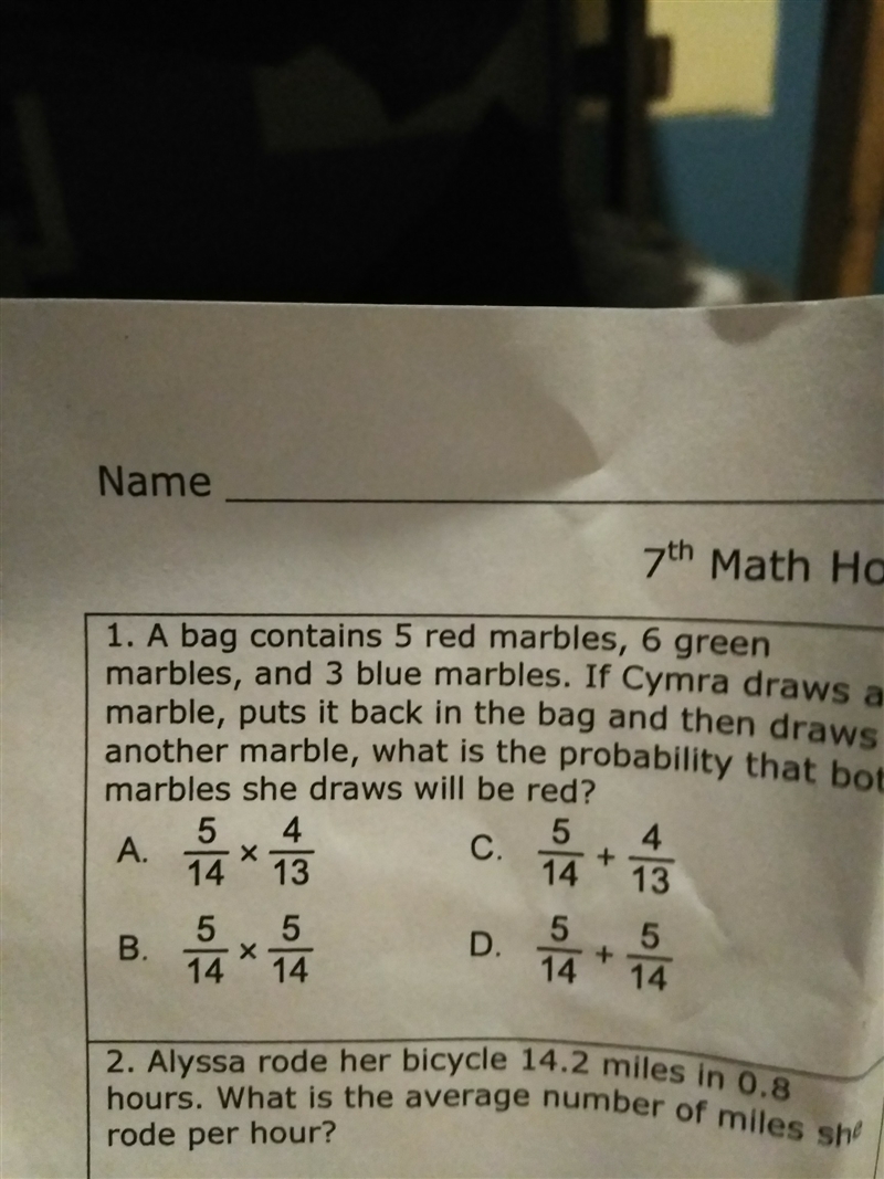 a bag contains 5 red marbles 6 green Marbles and 3 blue marbles if Samurai drawers-example-1